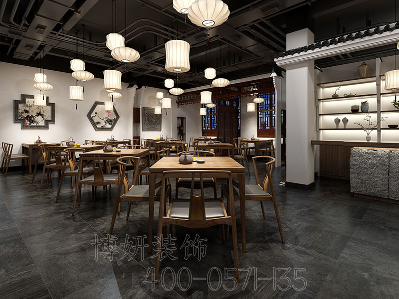 杭州中式餐厅装修设计案例效果图 4